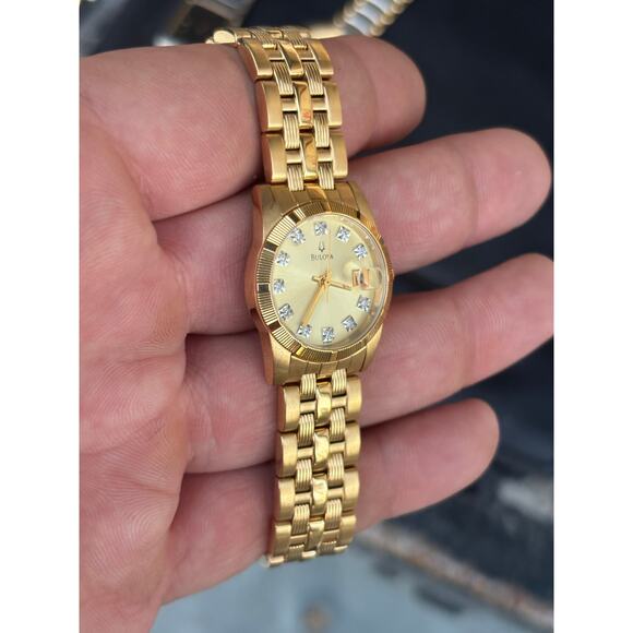 Bulova C960496 Diamond Accent Gold Tone Women’s Watch. New Battery. main image 12